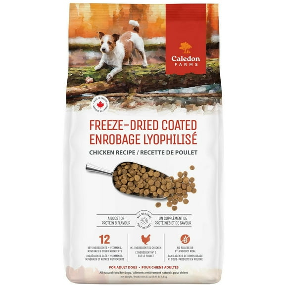 Caledon Farms Freeze-Dried Coated Chicken Recipe Premium Dry Dog Food 1.8kg, Freeze-Dried Coated Kibble Chicken