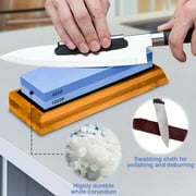 stusgo Knife Sharpening Stone Set - 2 Side Grit 400/1000 3000/8000 Kitchen Knife Sharpener Stone, Professional Kitchen Sharpener Stone Includes Non-Slip Rubber Bases, Flattening Stone