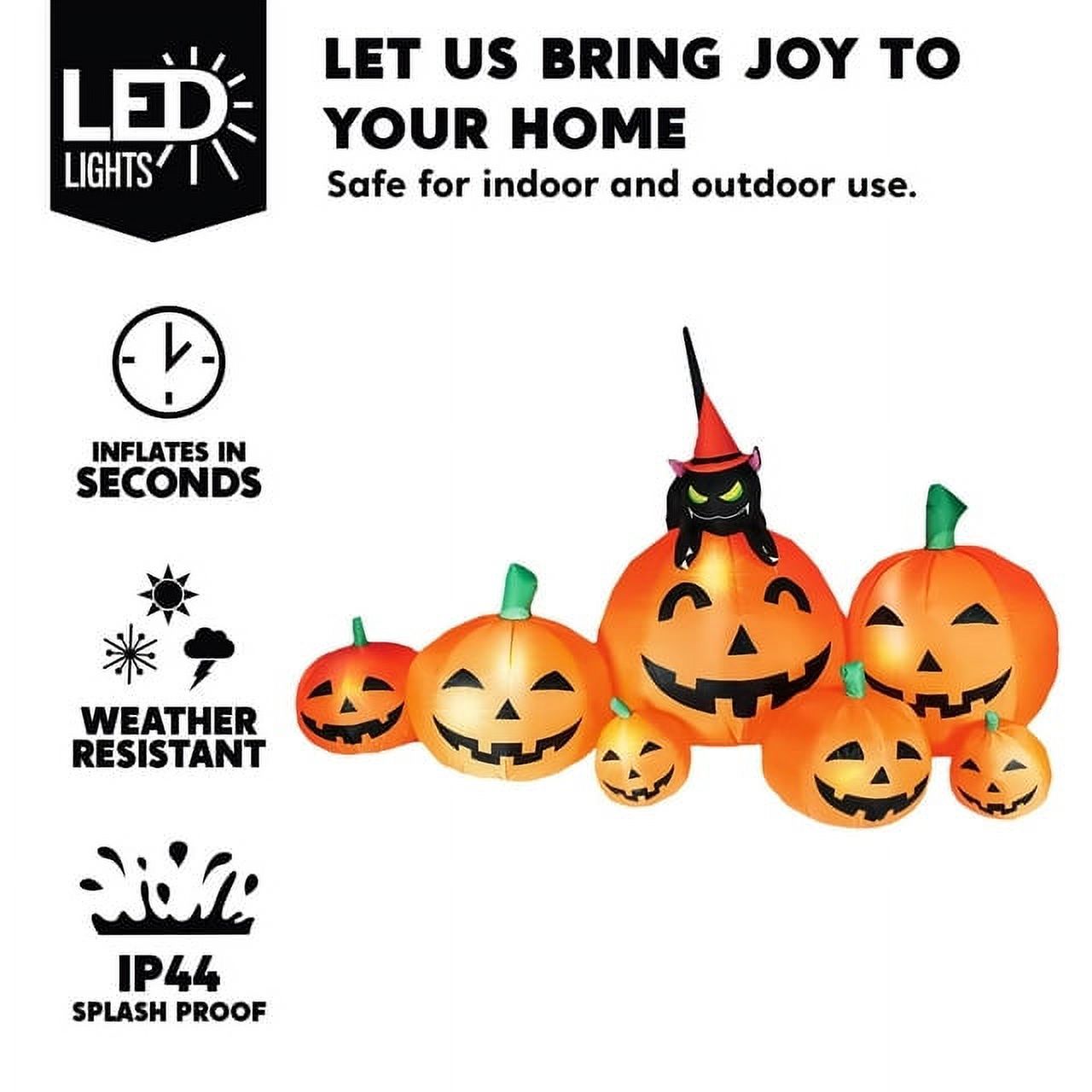 Joyfy 7 Ft Halloween Inflatable Pumpkin with Witch's Cat photo 4