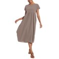 thumbnail image 4 of Vestido midi Zhyaj, holgado, túnica de verano, playa, con bolsillos, algodón, 4 of 7