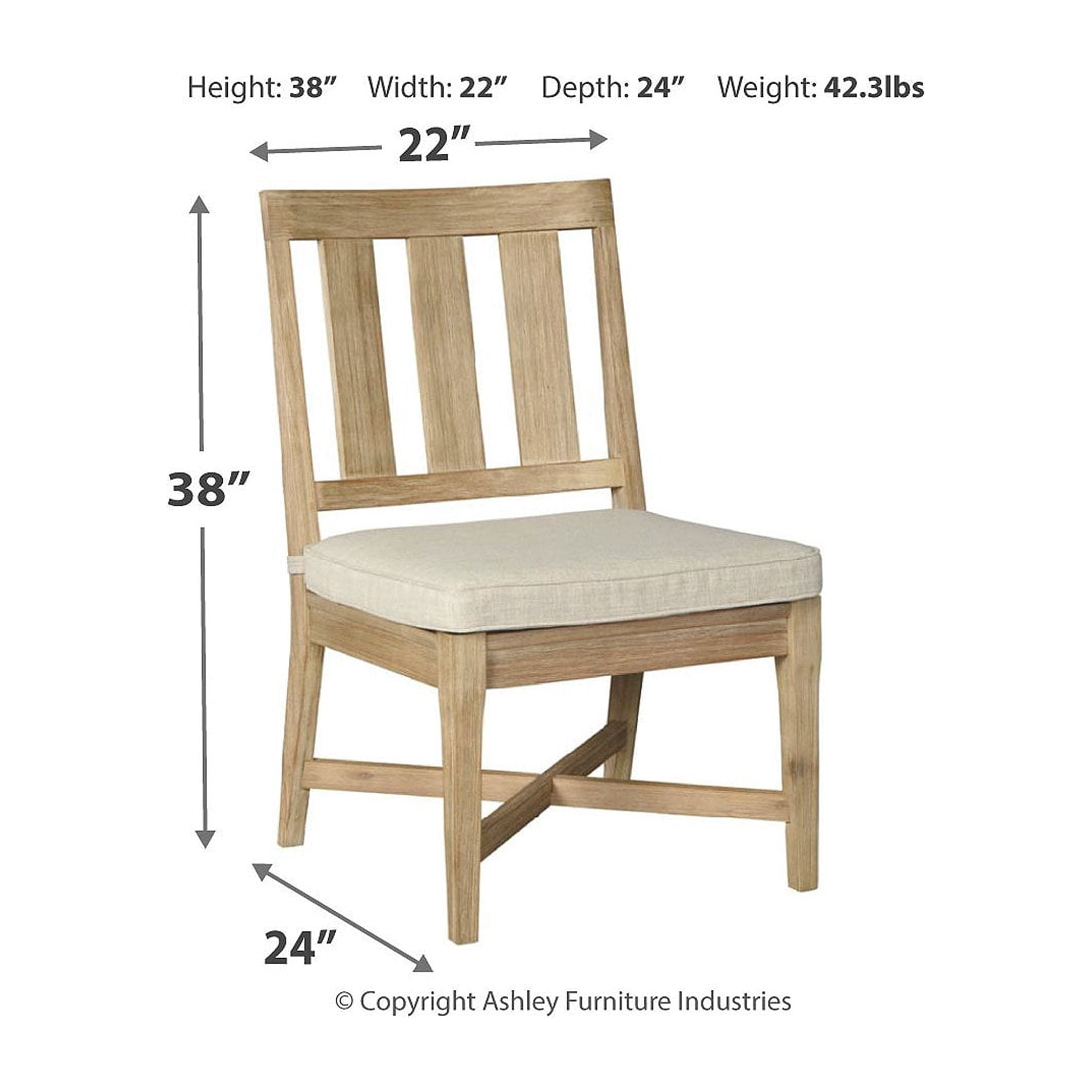 Signature Design by Ashley Clare View Outdoor Eucalyptus Patio Dining Chair, Set of 2, Beige