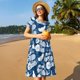 thumbnail image 4 of Balery Rose Flowers Vestidos sueltos de manga corta para mujer, vestidos de verano 2025, vestidos casuales de corte A con vuelo., 4 of 6