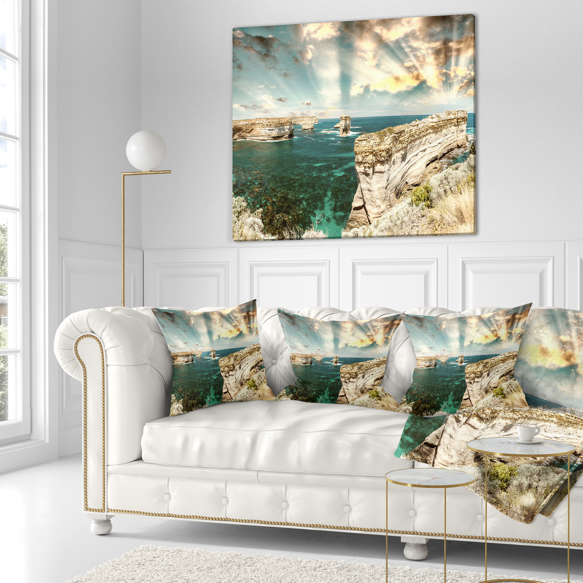 Designart Rocks at Great Ocean Road Victoria - Seascape Throw Pillow - 16x16