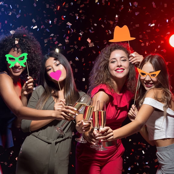 WRITWAA 17-Piece Makeup Photo Booth Props Set with Sticks Perfect for Social Media and Party Fun