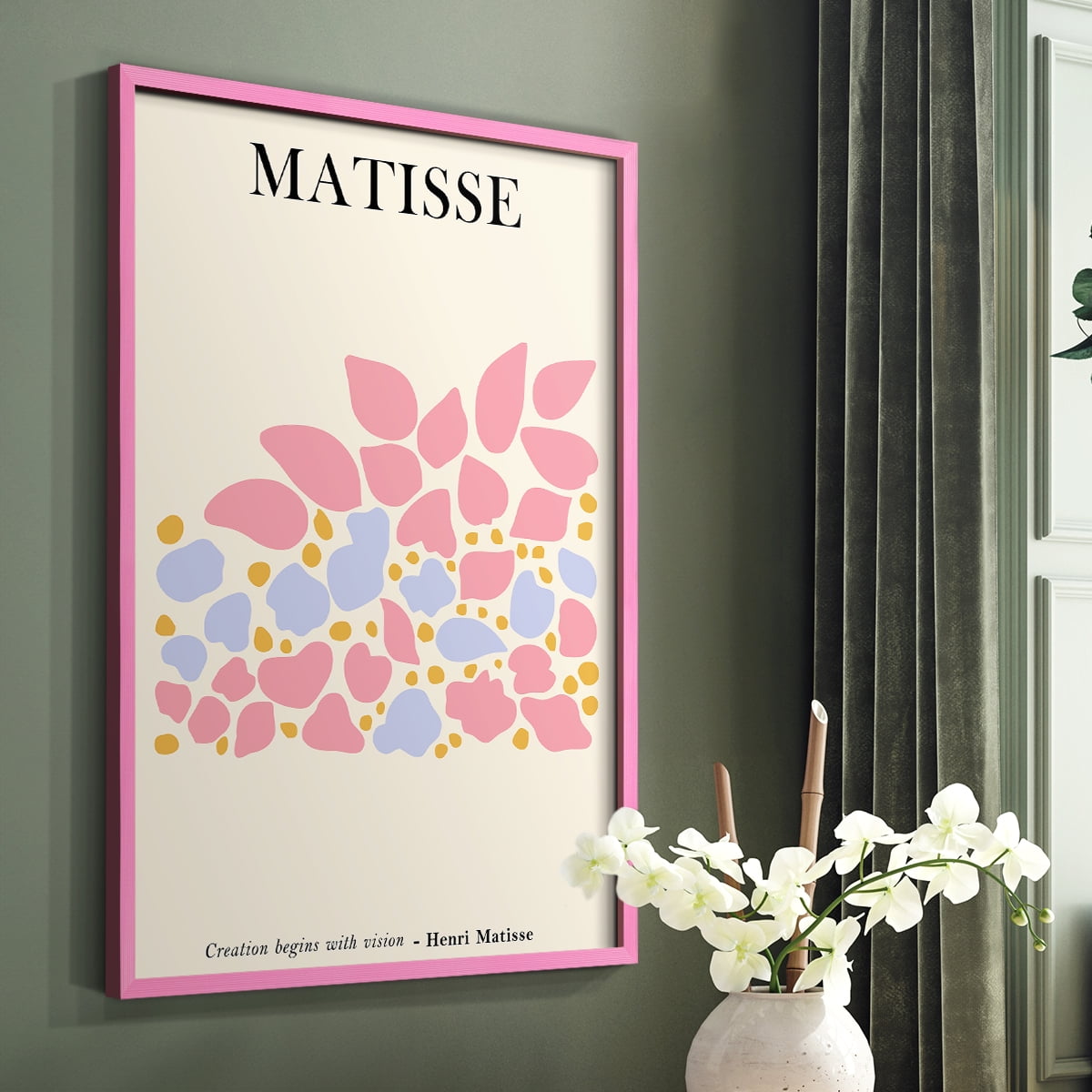 Matisse CDLXXXII in Pink Solid Wood Framed Print No Nail Hanging