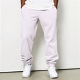 thumbnail image 3 of IAJDKMEK Men's Sweatpants Jogger Style - Drawstring Elastic Waist Fleece Lined Solid Color Tapered Cuffed Pants for Men Workout,White 2XL, 3 of 8