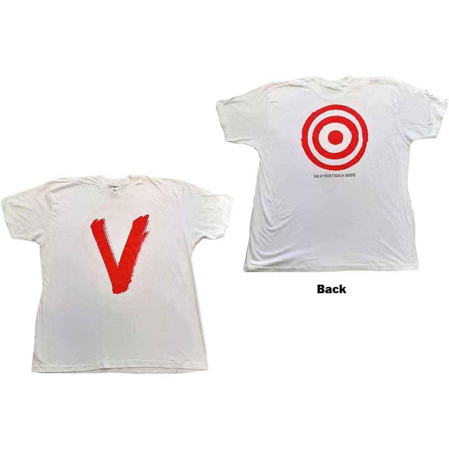 U2 Unisex T-Shirt U2 Vertigo Tour 2005 Red V (Ex-Tour & Back Print)