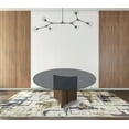 thumbnail image 5 of HomeRoots 487878 30 x 71 x 71 in. Smoked & Walnut Rounded Glass & Solid Manufactured Wood Dining Table, 5 of 5