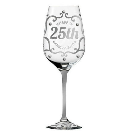25th Anniversary Hand Painted Wine Glass, 12 oz. (Best Glass Paint For Wine Glasses)