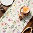 thumbnail image 3 of Pink Spring Floral Table Runner - 60 Inch Long Flowers Elegant Pastoral Botanical Cotton and Linen Blended Dress Scarves Farmhouse Table Runner for Kitchen Dining, Coffee Table, 13" x 60", 3 of 8