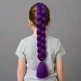 thumbnail image 4 of Stretched Braiding Hair, 24 inch Long Hair Extensions for Braids, Synthetic Braiding Hair, Professional Synthetic Fiber Crochet Twist Braids, Purple, 4 of 6