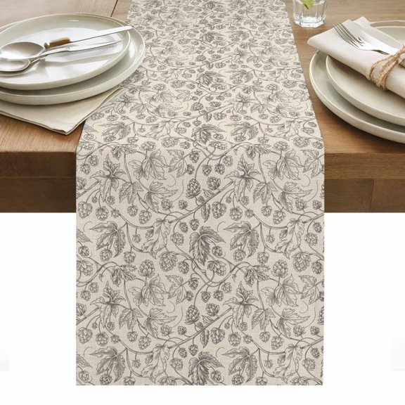 Table Runner Dresser Scarves 90 Inch Long,Farm Vintage Flower Leaves on Linen Linen Dining Table Runners