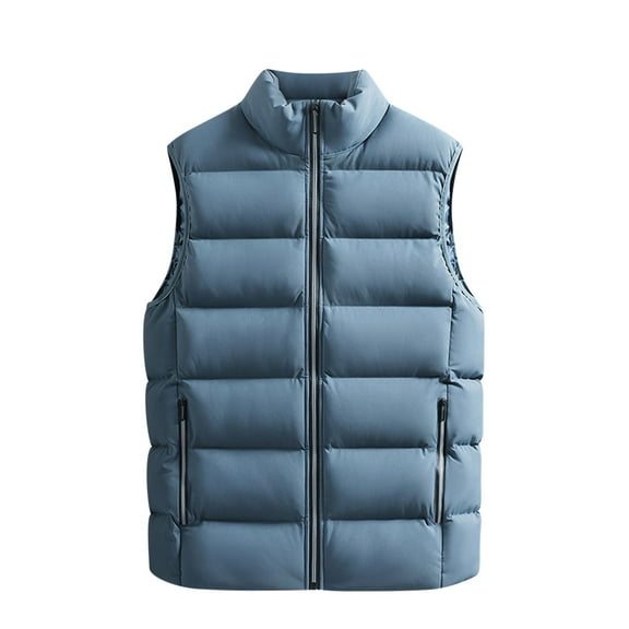 Aofany Winter Coat Men Winter Stand Collar Pure Color Waistcoat Vest Jacket Top Coat Mens Plus Size Winter Coats
