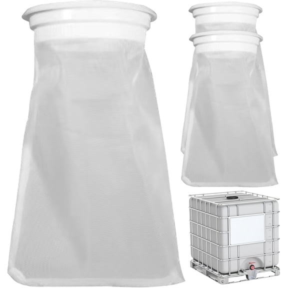 IBC Tote Rain Barrel Filter, Fine Mesh Nylon Filter Bag, Washable Reusable Replacement for Rainwater Tank, 3 Pack (4.1in x 7.9in)Q