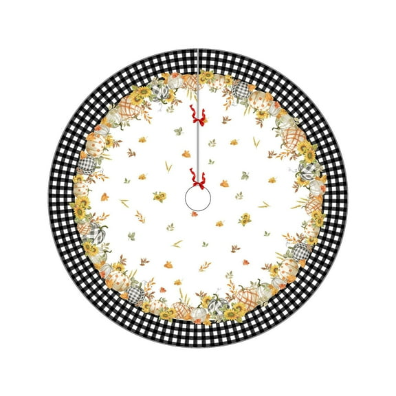 Wadada Christmas Tree Skirt 47 Inch Red Rustic Xmas Tree Skirt with Snowflake, Black Red Buffalo Plaid Christmas Tree Skirt Ornaments for Merry Christmas Holiday Party Decorations Indoor Outdoor