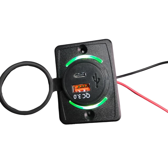 Toma de corriente para coche de PC, accesorios adaptadores de carga USB 3,0 de carga rápida universal antiflaming preperforados modificados 18W Cargadores de dispositivos electrónicos Luz verde