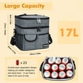 thumbnail image 3 of Tirrinia Insulated Lunch Bag, 17L/ 23 Can Capacity，Oxford Expandable Double Deck Lunch Tote Bag for Women/Men, Leakproof Freezable Cooler Box, 3 of 8