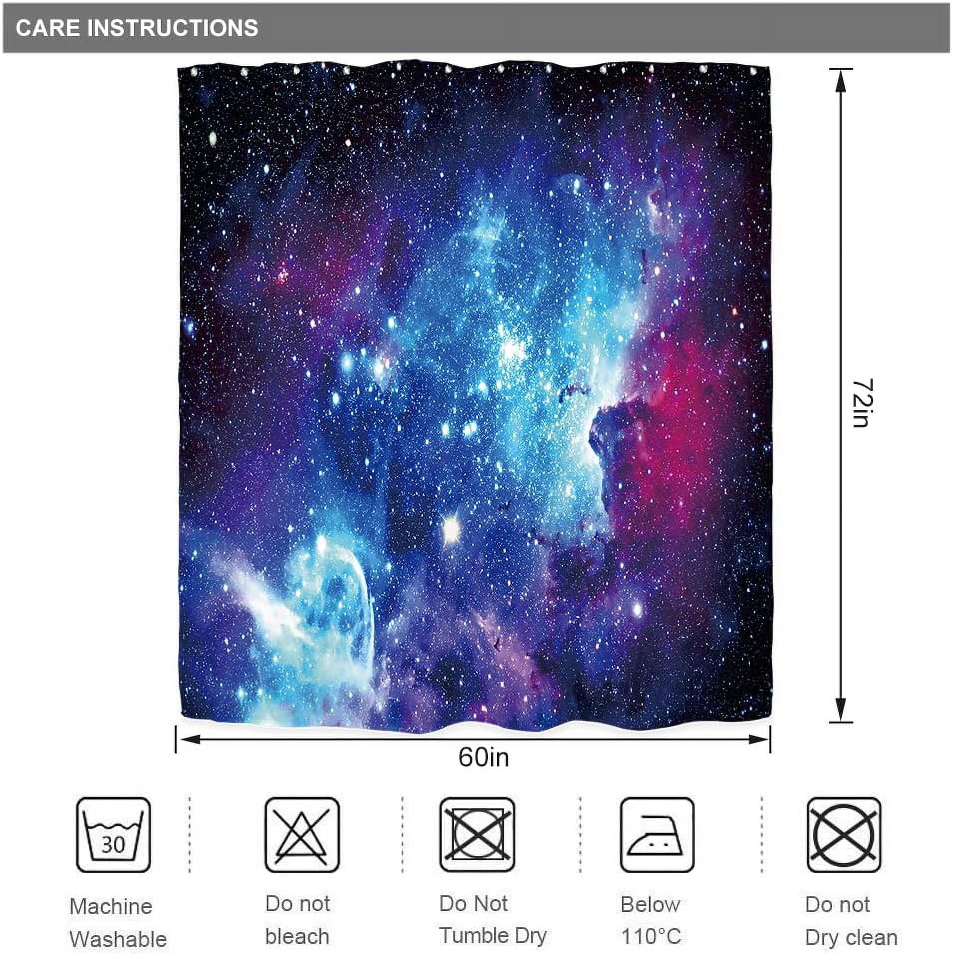 Galaxy Cool Outer Space Shower Curtain for Bathroom Decor 72Wx72H Nebula Universe Blue Starry Planets Magical Mysterious Fantasy Art Printed Fabric Polyester Waterproof 12 Pack Plastic Hooks