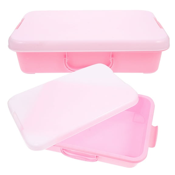 SEWOART 2Pcs Portable Pink Sand Tray with Lid for Home Use Durable Plastic Storage Box