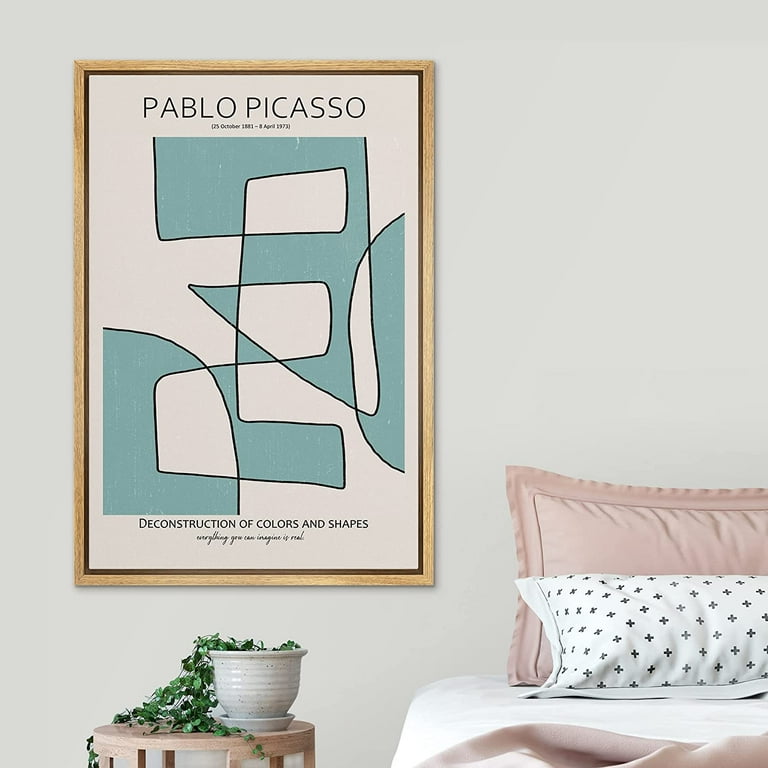 PixonSign Framed Canvas Print Wall Art Geometric Mid-Century