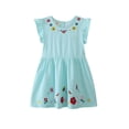 thumbnail image 3 of AJZIOJIRO Robe Décontractée pour Filles Robe Brodée Douce pour Tout-Petits Été Couleur Unie Col Rond Robe Ample, 3 of 9