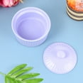 thumbnail image 3 of EeaseMX Recipiente de cerámica para hornear, resistente al calor, para pudín, gelatina, postre, tazón pequeño con tapa para cocina casera (morado), 3 of 7