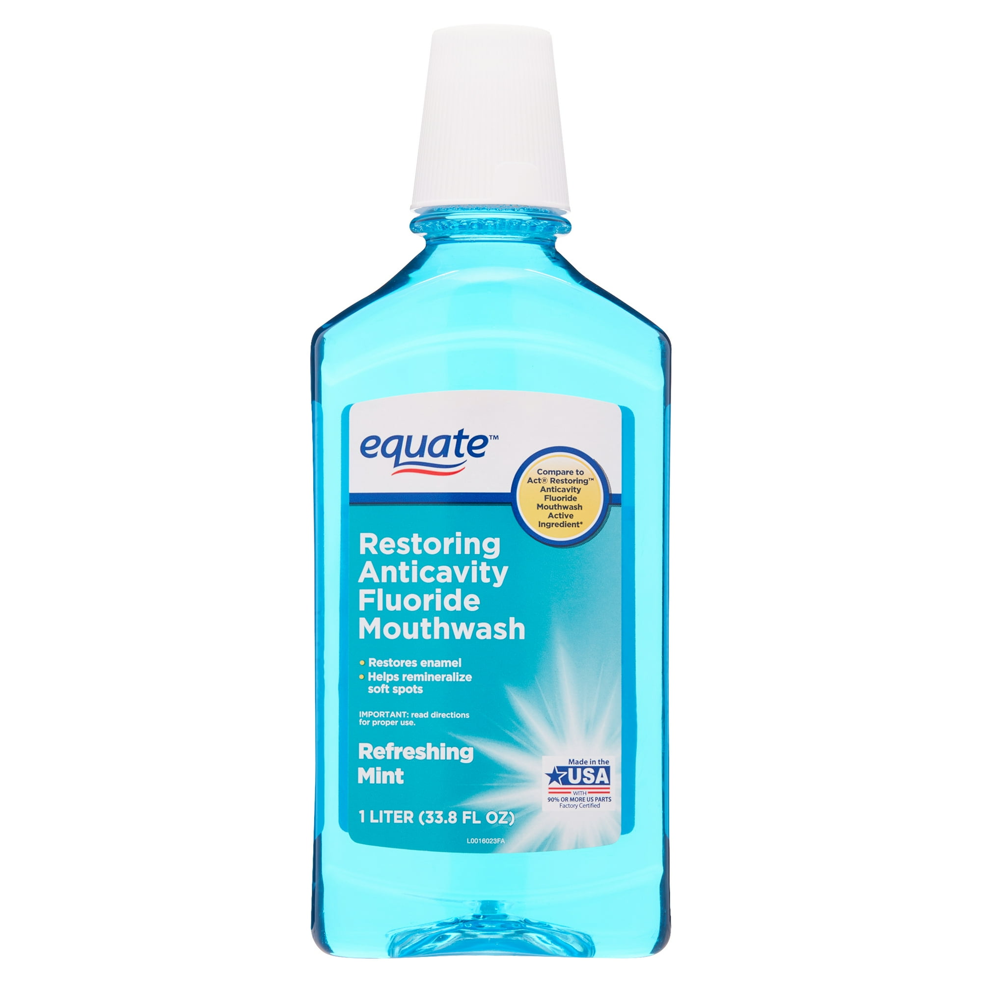 Equate Restoring Anticavity Fluoride Mouthwash, Refreshing Mint, 1 L