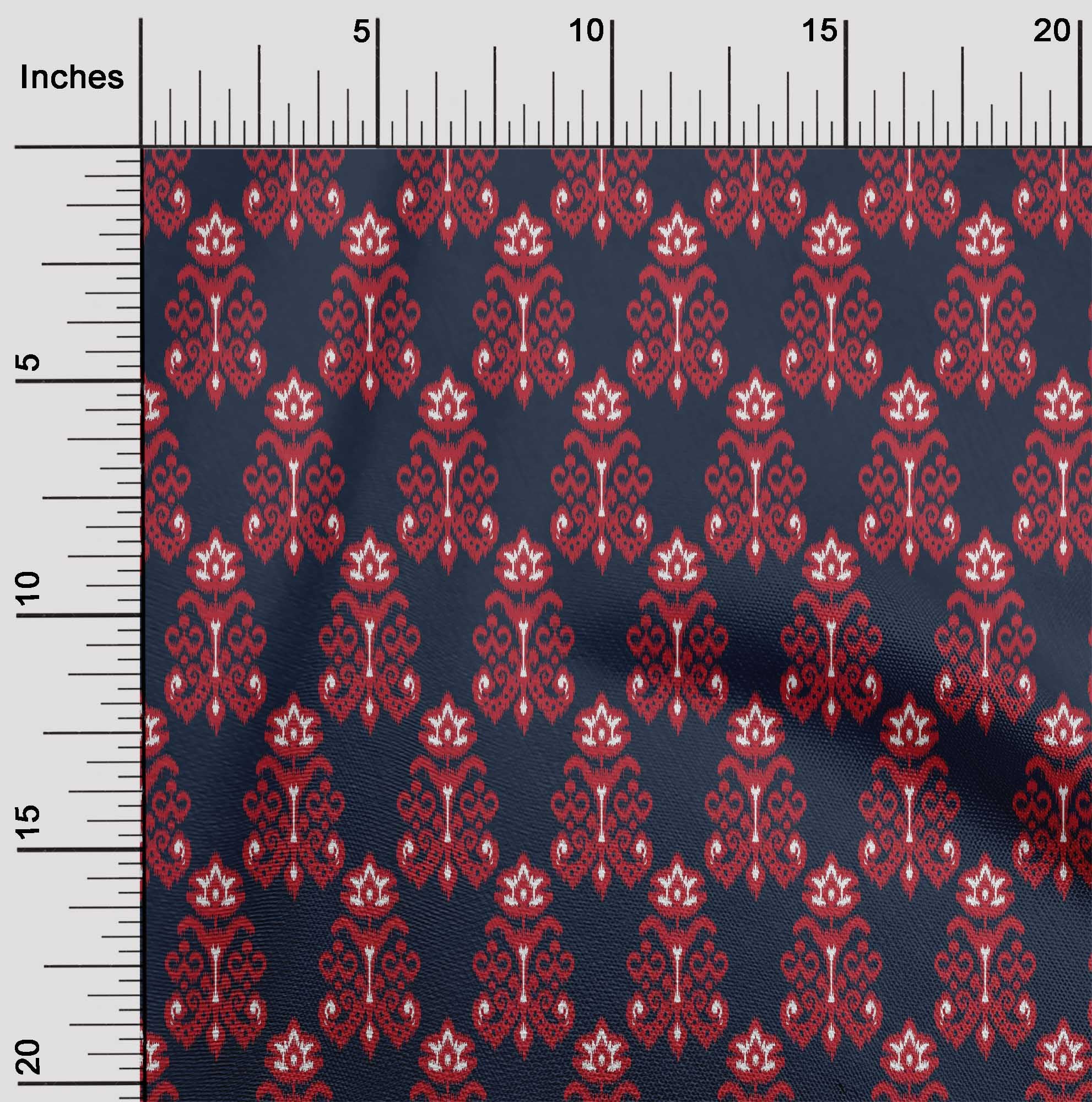 oneOone Tissu Polyester Lycra Imprimé Floral Ikat Tissu de Couture BTY 56 Pouces de Large