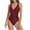 Wine, variant on Busydd Swim Suits for Women Solid Color One-Piece Swimsuits Deep V Neck Tummy Control Monokini Swimsuits for Women Pleated Bathing Suits