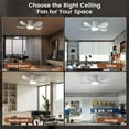 thumbnail image 3 of 1 PACK 16 inch Ceiling Fans with Lights and Remote Control,Low Profile Modern Ceiling Fans with 5 Reversible Blades,3 Colors Dimmable 6 Speeds Quiet, for Bedroom Kitchen Garage,White, 3 of 6