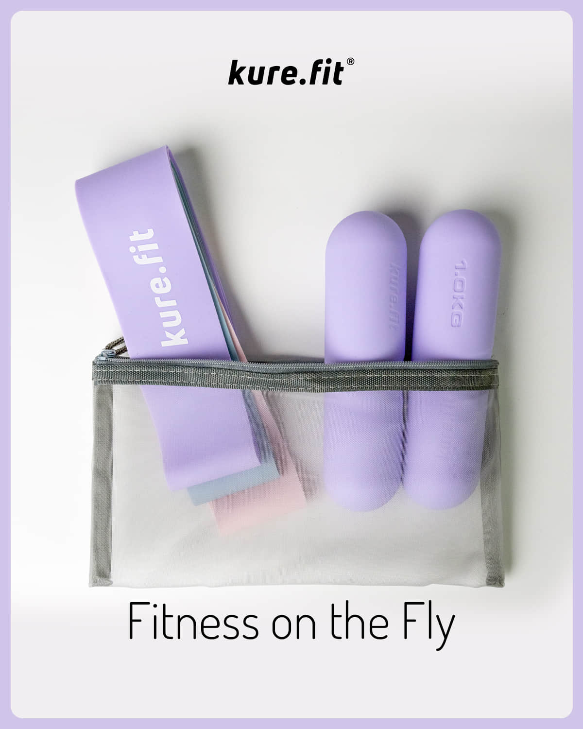 kure.fit Hand Weight Bars for Women, with Resistance Booty Bands, Non-Slip Portable Dumbbells for Pilates, Yoga, Cardio and Strength Training, 2.2 lb