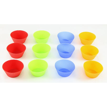 12 Pack Silicone Baking Cups Cupcake Liners Multi Pack Nonstick (Best Pan For Making Risotto)