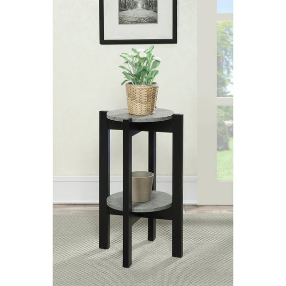 Convenience Concepts Newport Medium 2 Tier Plant Stand/Decor, Faux Cement/Black