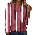 thumbnail image 1 of HKEJIAOI T-Shirts à Manches Longues en Polyester pour Femmes Imprimé Graphique Col Rond Blouses Habillées Décontractées Manches Longues, 1 of 5