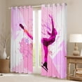 thumbnail image 3 of Feelyou Teens Skating Athlete Black Out Curtains, Pink Art Watercolor Curtains Pack of 2 (42x63 Each), Eat Sleep Ice Skates Bedroom Curtains, Living Room Curtains Decor, 3 of 7