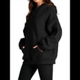 thumbnail image 2 of Sudadera Informal de Larga con Capucha para Mujer, Jersey de y Otoño con Bolsillos. Negro L, 2 of 9