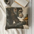 thumbnail image 3 of ,Decorative Throw Pillow Sitting and Thoughtful Look A Glass of Beer Linen Square Cushion Covers for Home Sofa Couch, 3 of 5