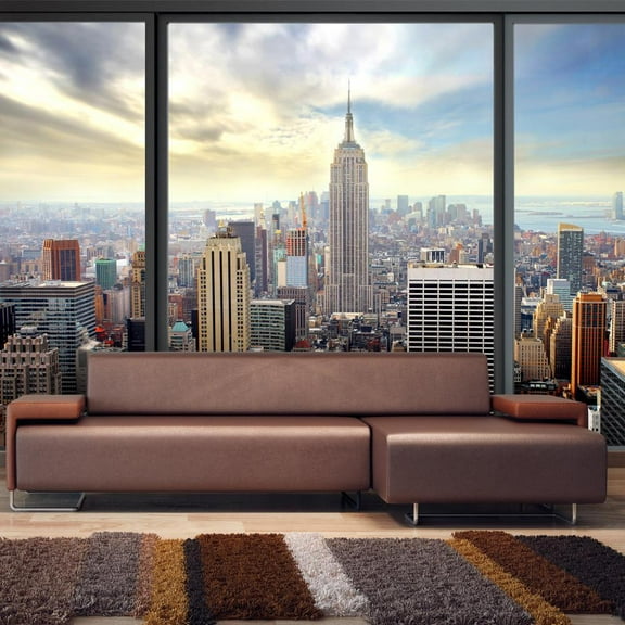 Tiptophomedecor New York Wallpaper Wall Mural - New York City Behind Glass