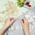 thumbnail image 3 of 2PCS 3D Flower Applique Beaded Embroidery Applique Flower Lace Applique with Imitation Pearl, 3 of 9