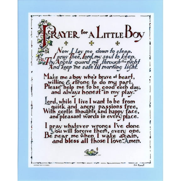 Catholic print picture - Little Boy Prayer - 8" x 10" ready to be framed