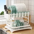 thumbnail image 4 of FOUNDLDF Dish Rack,2-Tier Dish Drying Rack with Drainboard, Sink & Countertop Metal Dish Rack Organizer, Dish Drainers for Kitchen Counter,White, 4 of 8