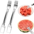 thumbnail image 1 of 2-in-1 Stainless Steel Watermelon Fork Slicer - Portable Cutting Tool for Home, Party, Camping, Kitchen - 2Pcs Fruit Forks, 1 of 6