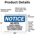 thumbnail image 2 of (2 Pack) No Pets Service Animals Allowed OSHA Notice Sign 10 Inch X 7 Inch Vinyl Label Decal Sticker Weather Resistant, UV Protected for Workplace, Business, and Construction Site, Made, 2 of 7