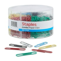 Staples Jumbo Vinyl-Coated Paper Clips Assorted Colors 1500/Carton ST40653/40653VS