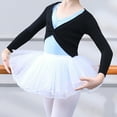 thumbnail image 2 of ZDHoor Girls Long Sleeve Warm-up Cotton Twist Knot Front Gymnastic Ballet Dance Wrap Tops Black 15-16, 2 of 3