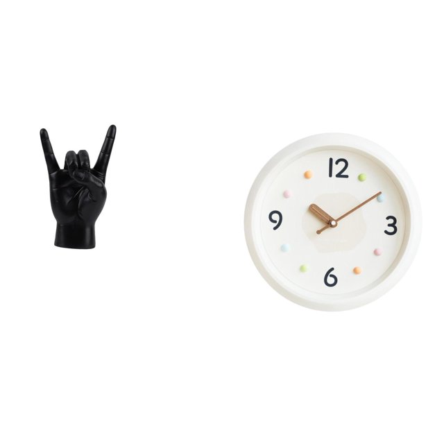 Estatua del gesto de la roca,Estatuas y figuras de dedos con gestos de música rock,Reloj de pared,Reloj de pared decorativo,moderno y elegante.,Reloj de pared redondo silencioso y sin
