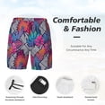 thumbnail image 4 of Kdxio Tropical Leaves Print Men's Swim Trunks with Compression Liner 7 Inch Inseam Quick Dry Swim Shorts, 4 of 7