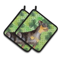 Caroline's Treasures Miniature Pinscher #2 St Patrick's Pair of Pot Holders