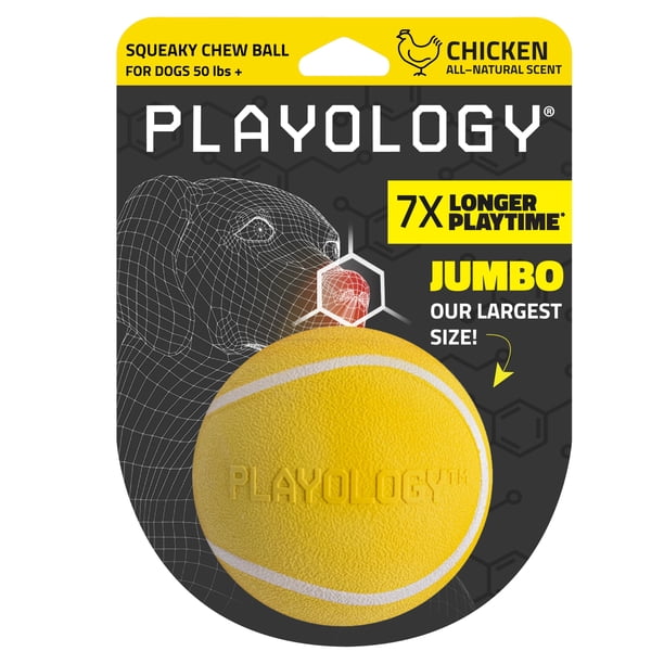 Pelota masticable Playology Squeaky para perros de talla grande, talla XL, 23 kg o más