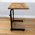 thumbnail image 2 of Bureau Mobile pour Ordinateur Portable en Forme de C Ajustable avec Roues, Table d'Appoint Roulante de 23,6′′ pour Lit, Sofa et Bureau à Domicile, Brun Rustique, 2 of 6